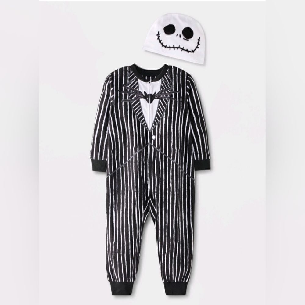 Nwt Nightmare Before Christmas Toddler Boys Jack Skellington 2pc Sleeper &Hat PJ